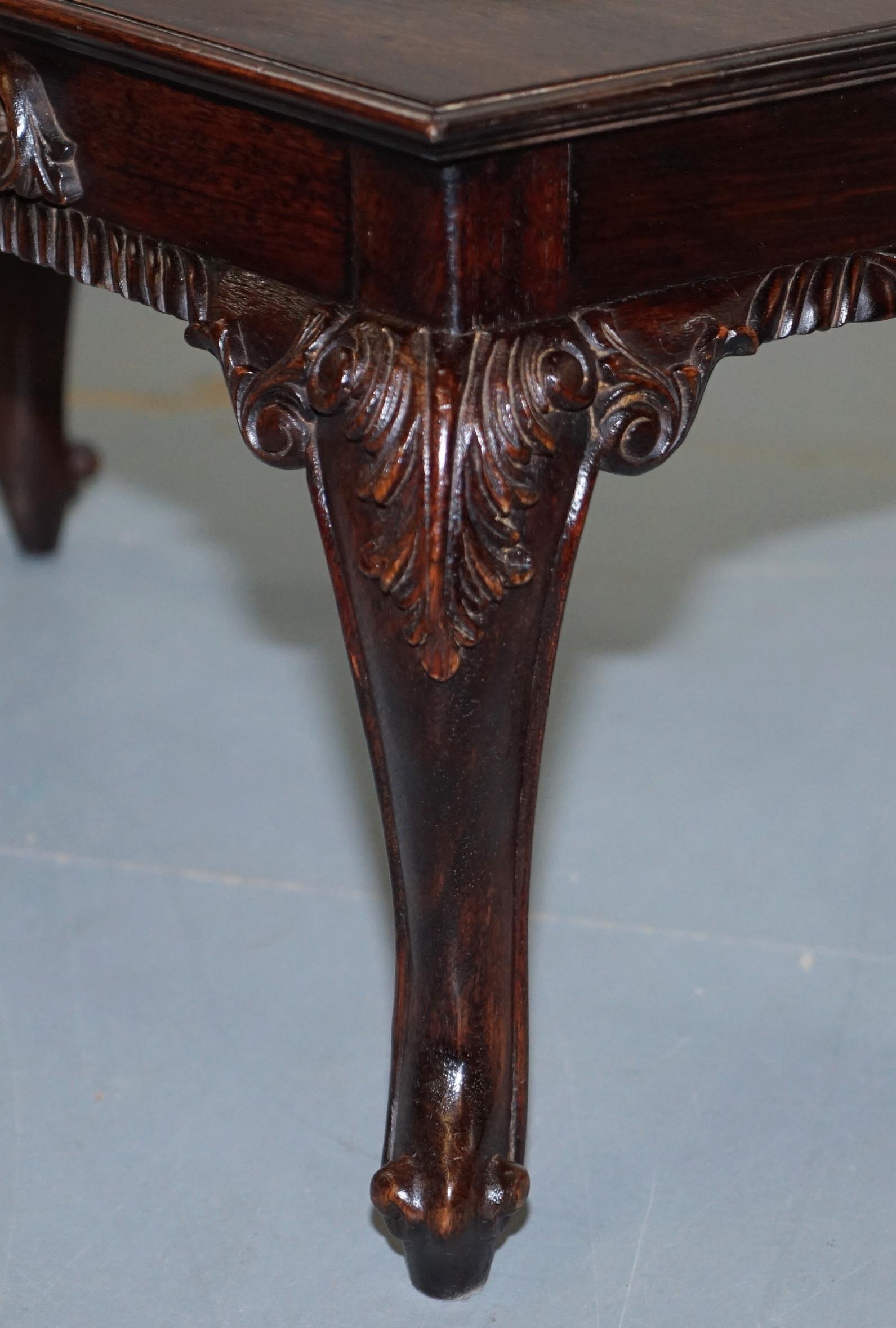 Hand-Crafted Nice Small Vintage Carved Hardwood Coffee Table with Irish Acanthus Leaf Details