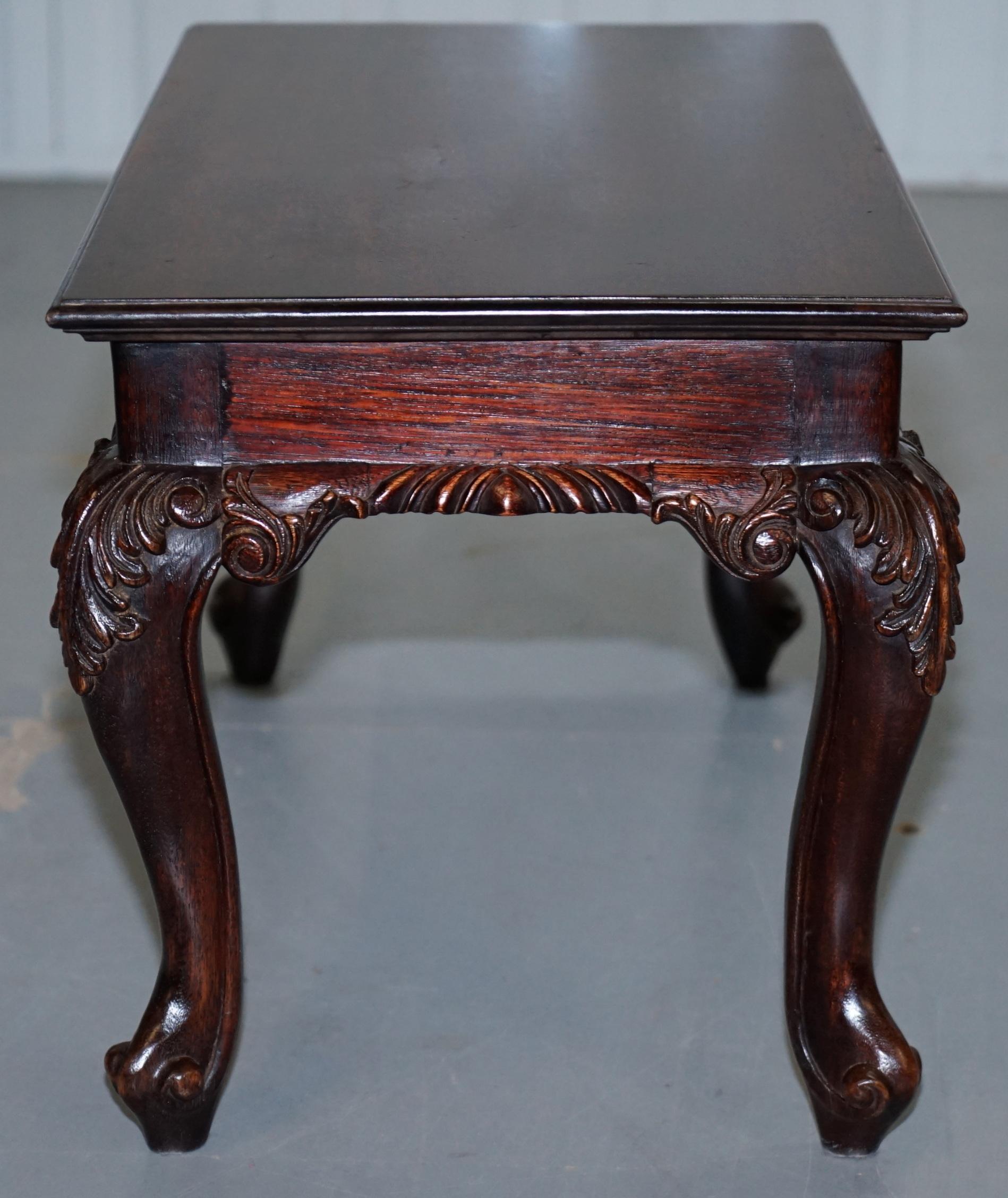 20th Century Nice Small Vintage Carved Hardwood Coffee Table with Irish Acanthus Leaf Details