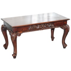 Nice Small Vintage Carved Hardwood Coffee Table with Irish Acanthus Leaf Details