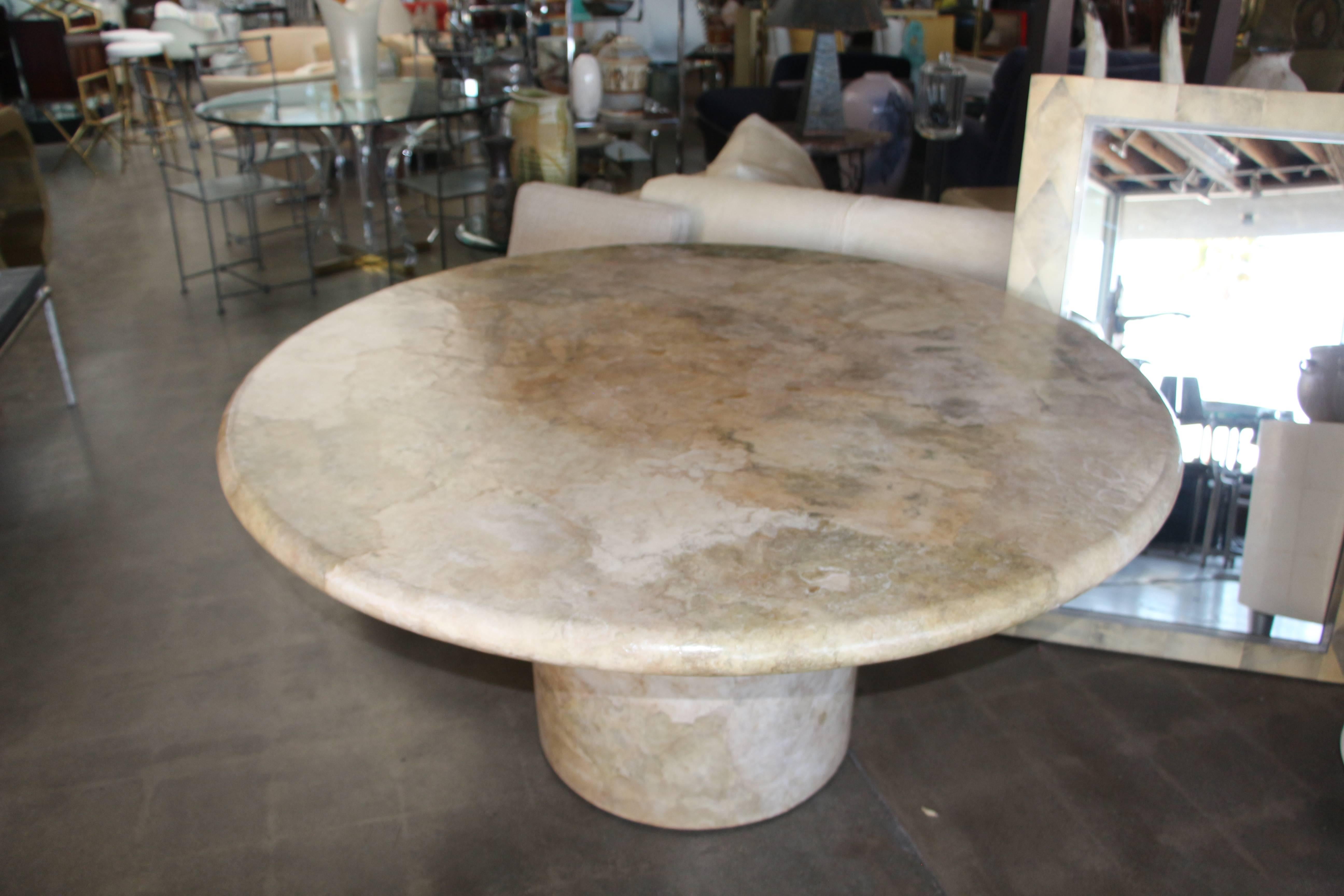 American Nice Steve Chase Designed Parchment or Paper Layered Round Dining Table