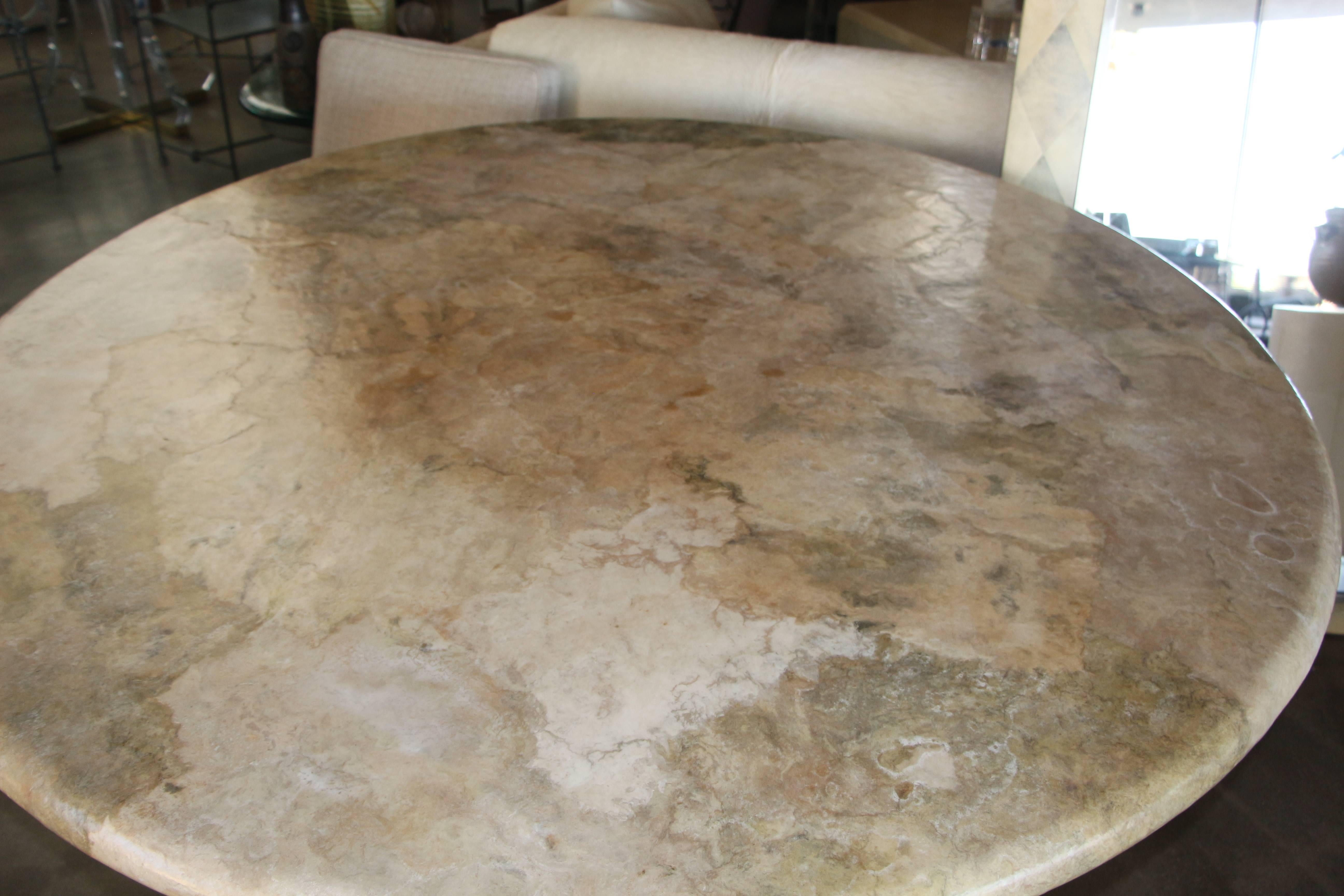 Late 20th Century Nice Steve Chase Designed Parchment or Paper Layered Round Dining Table