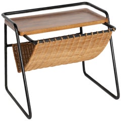 Nice Stitched Leather Side Table or Book Rack by Jacques Adnet