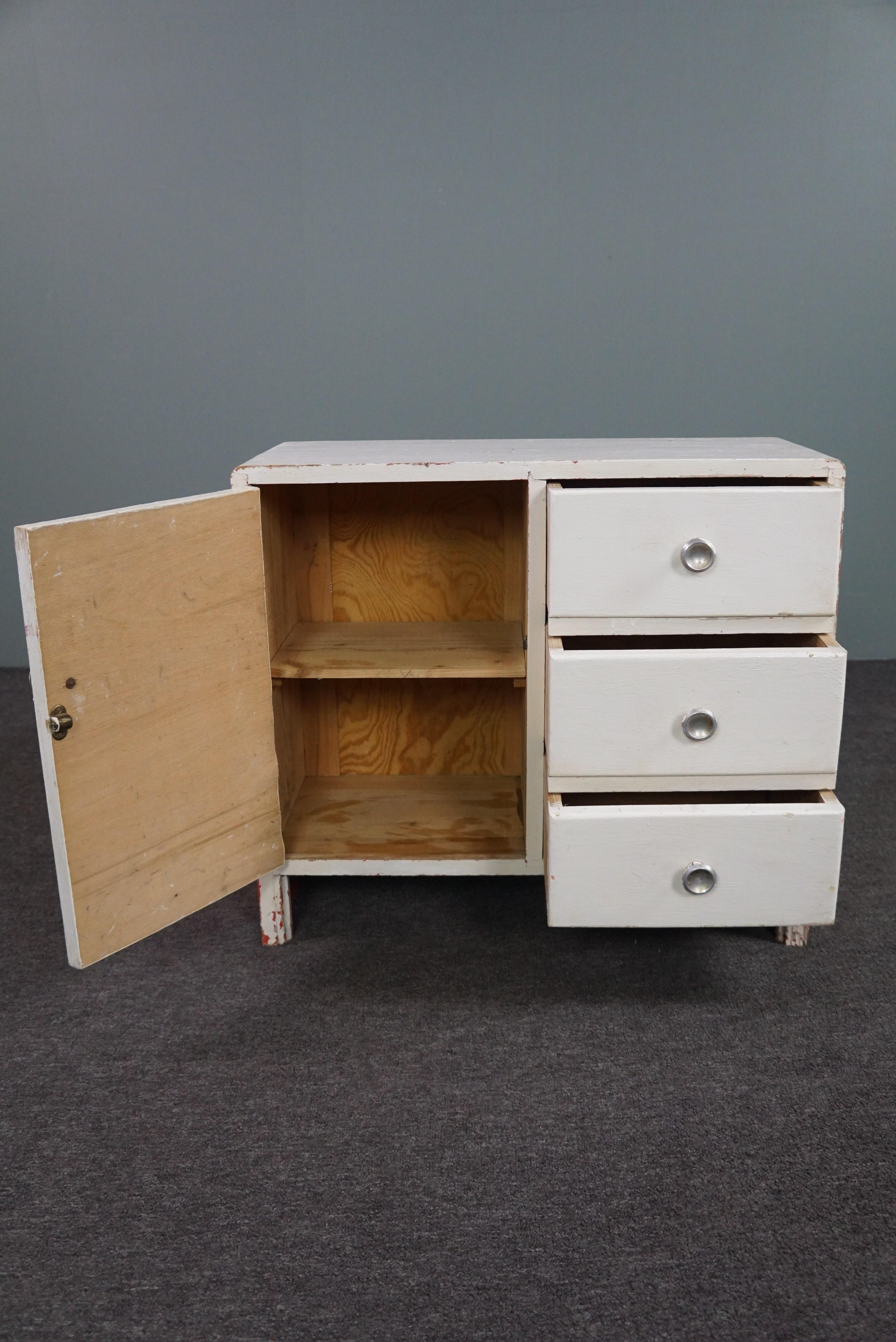 Nice sturdy white wooden cabinet For Sale 1