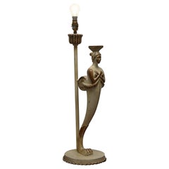 Nice Table Top Metal Lamp Depicting a Ships Bust Figure Head Lion Hair Paw Feet