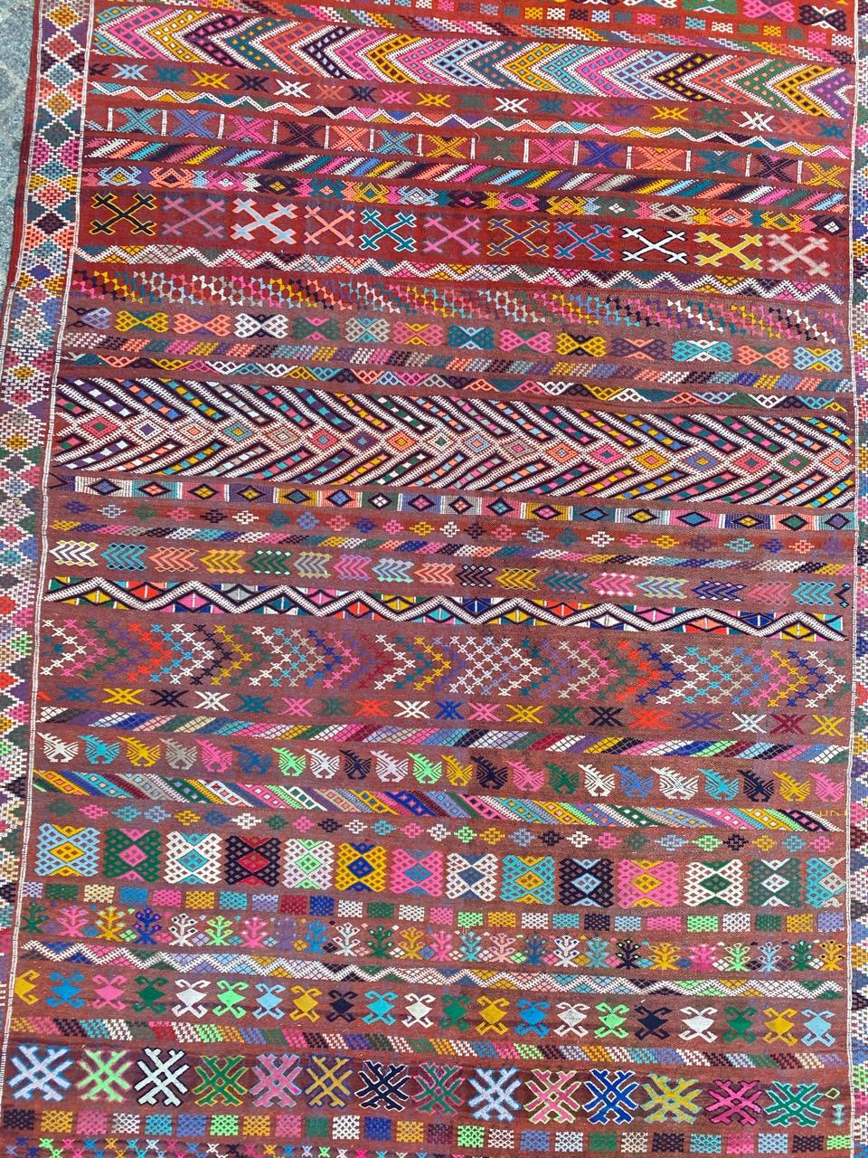 Hand-Woven Nice Tribal Moroccan Woven Flat Rug