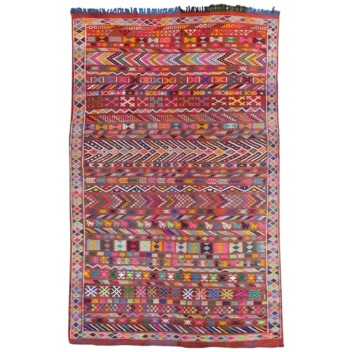 Nice Tribal Moroccan Woven Flat Rug
