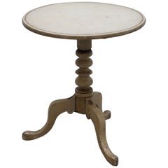 Nice Victorian Antique Tripod Lamp Side End Wine Table with Early Original Paint