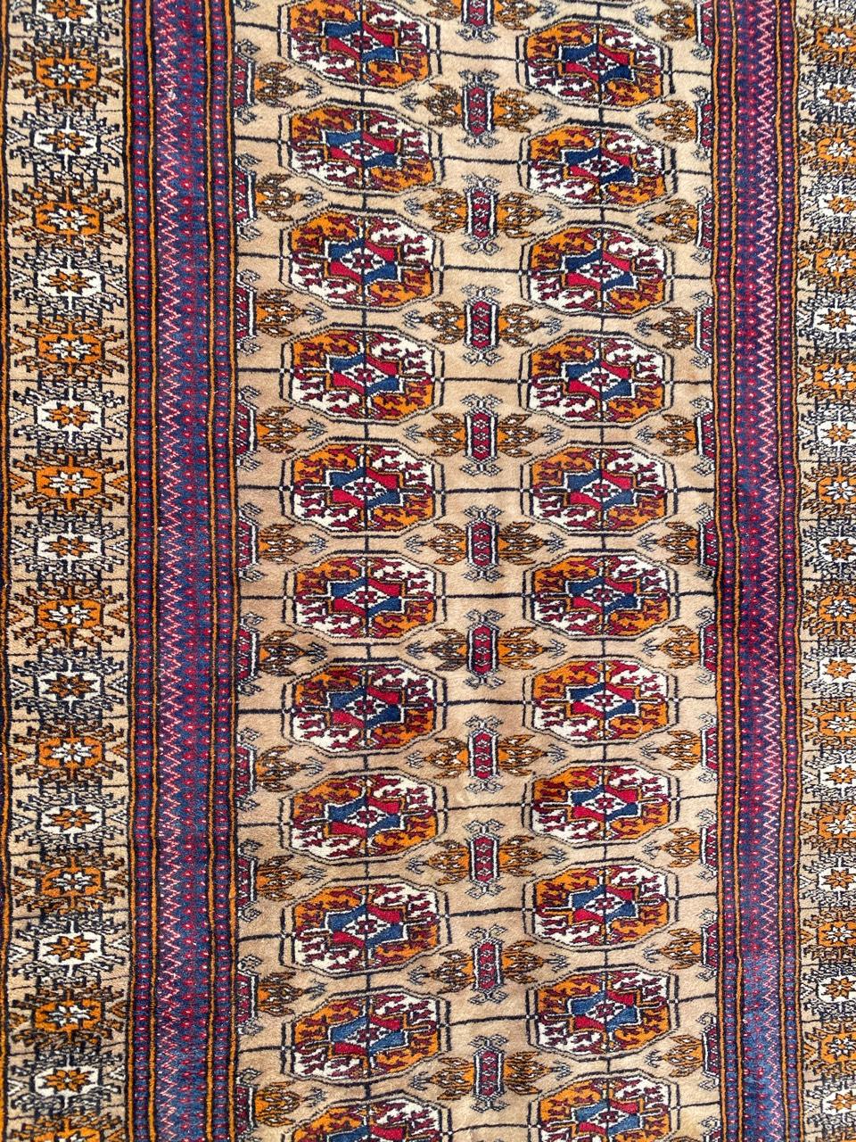 Kazak Bobyrug’s Nice Vintage Afghan Boukhara Design Rug For Sale