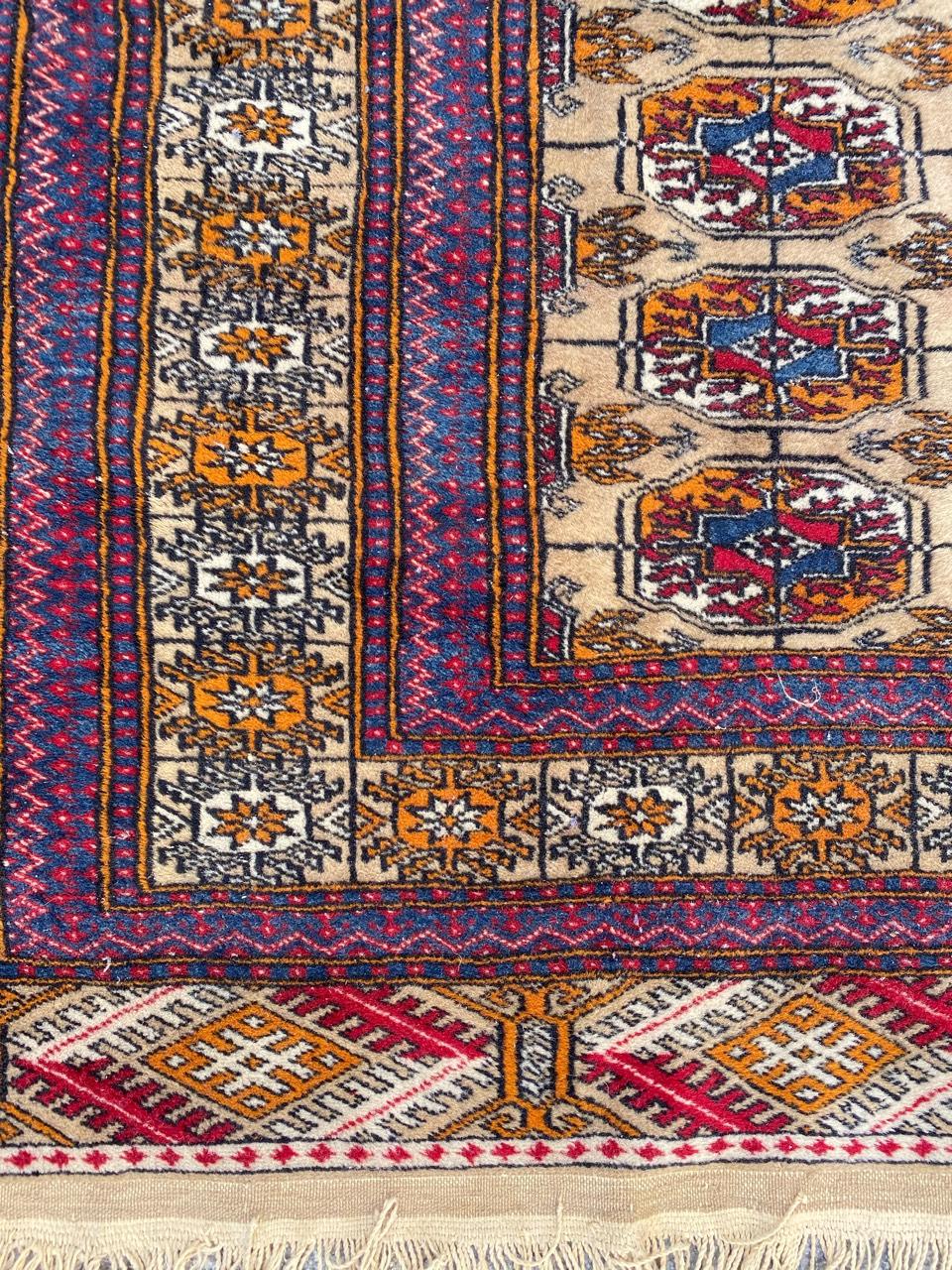 Hand-Knotted Bobyrug’s Nice Vintage Afghan Boukhara Design Rug For Sale