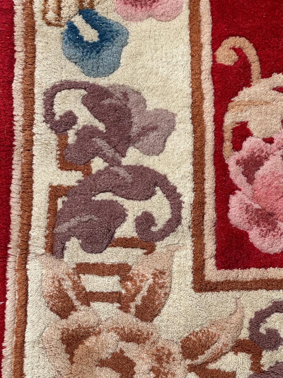 Wool Nice vintage art deco Chinese rug For Sale