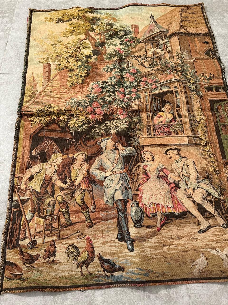 Bobyrug’s Nice Vintage Aubusson Style French Jaquar Tapestry For Sale 6