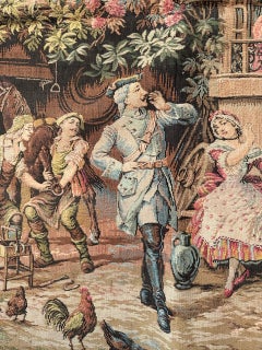 Bobyrug’s Nice Vintage Aubusson Style French Jaquar Tapestry