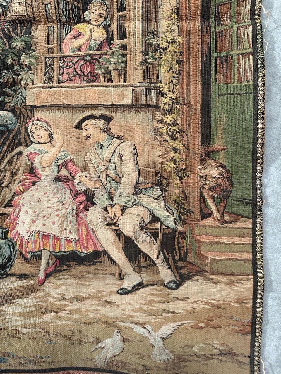 Bobyrug’s Nice Vintage Aubusson Style French Jaquar Tapestry In Good Condition For Sale In Saint Ouen, FR