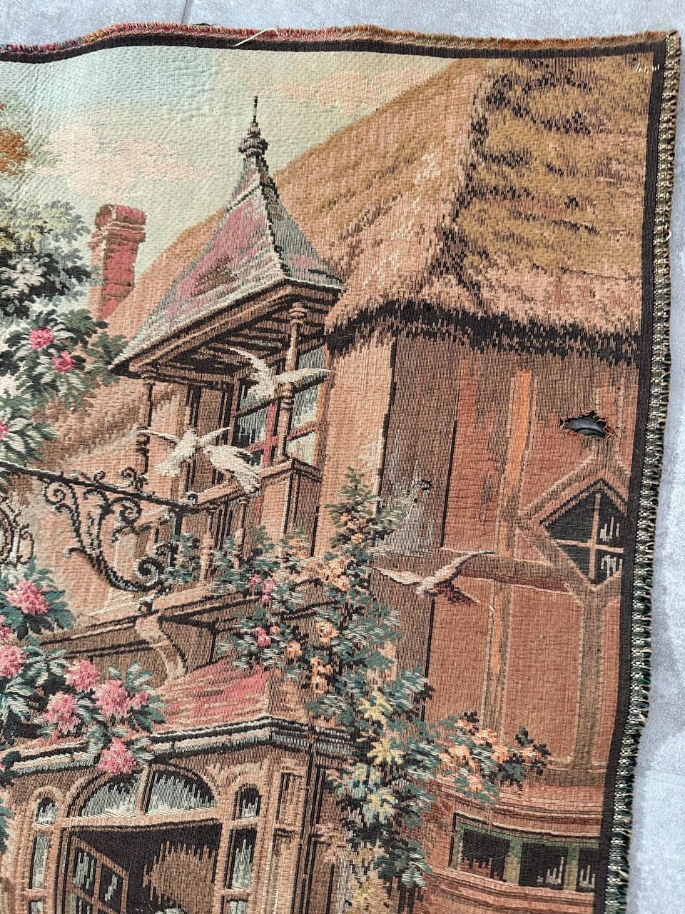 Bobyrug’s Nice Vintage Aubusson Style French Jaquar Tapestry For Sale 1