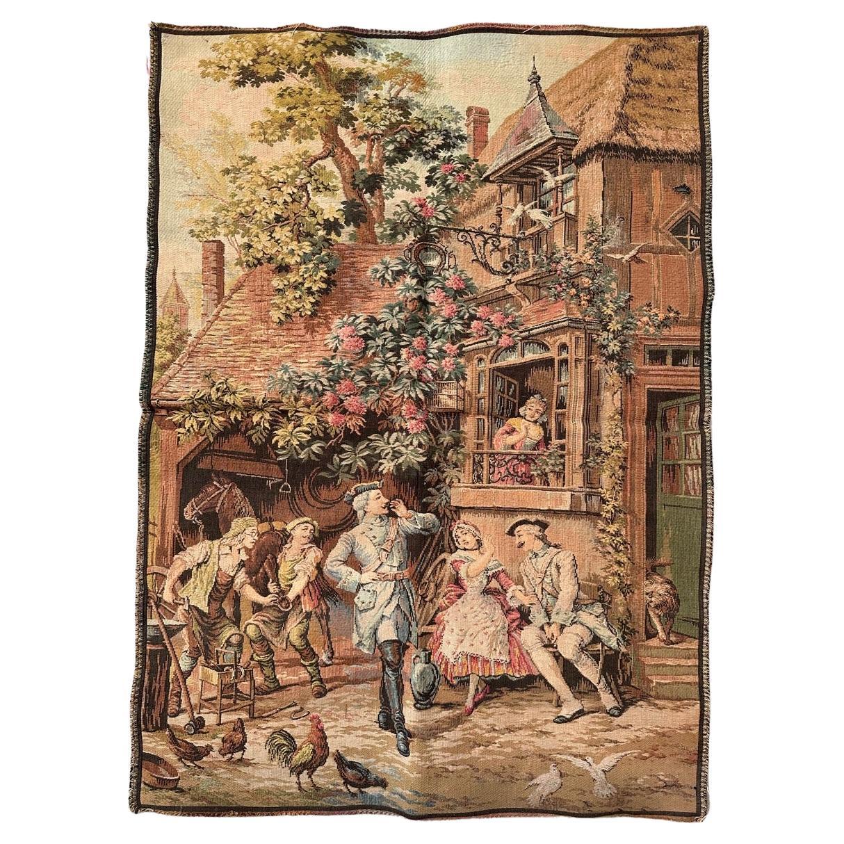 Bobyrug’s Nice Vintage Aubusson Style French Jaquar Tapestry