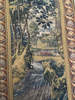 Bobyrug's Nice Vintage Aubusson Stil Französisch Wandteppich