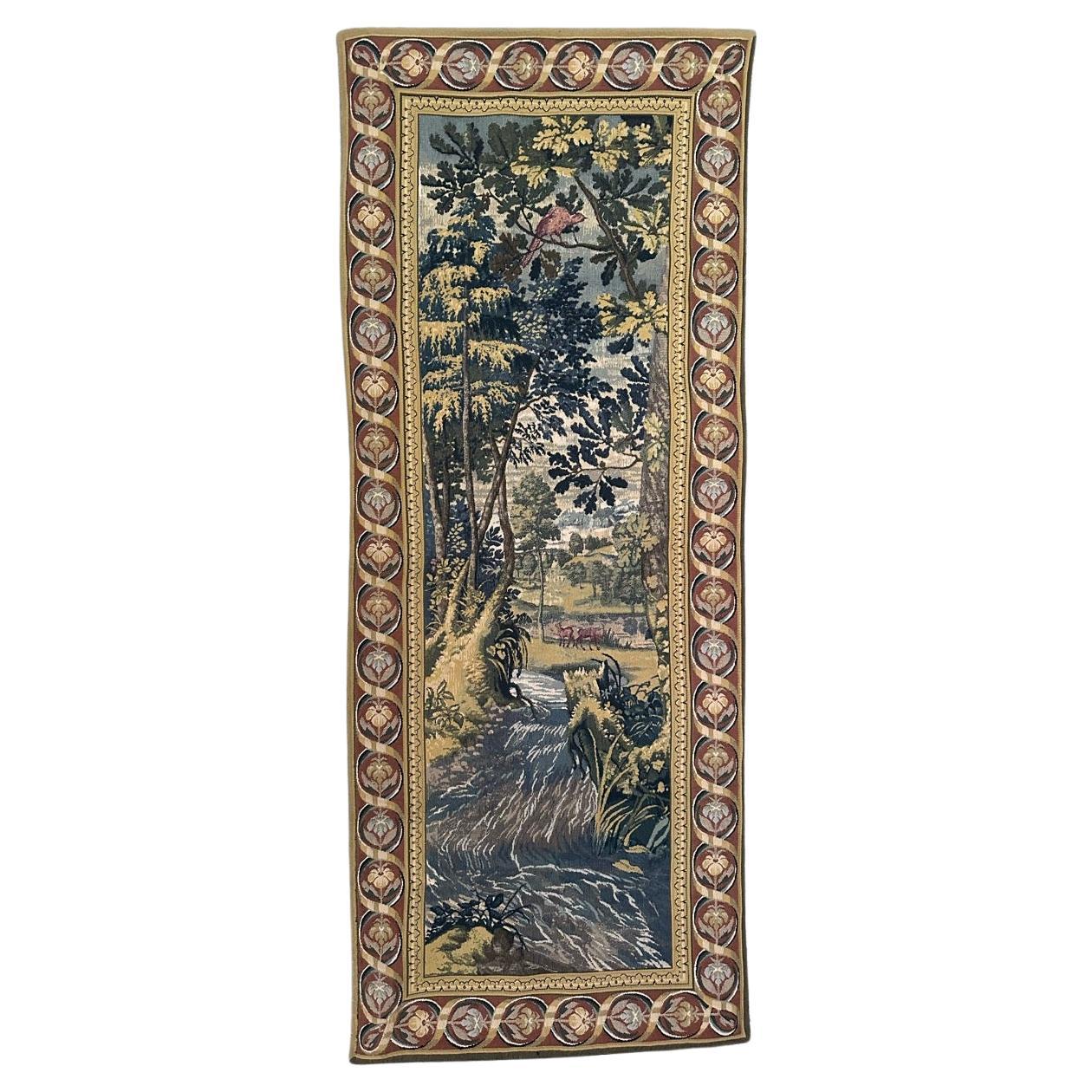 Bobyrug’s Nice Vintage Aubusson Style French Tapestry For Sale