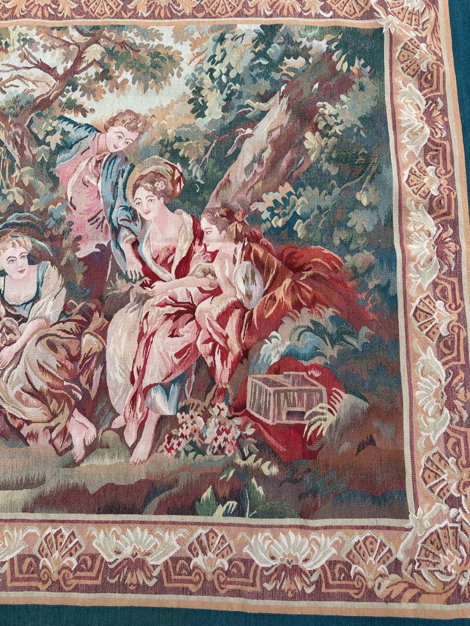 Very beautiful Aubusson style tapestry with beautiful gallant design with nice colors, entirely hand woven in Same method than Aubusson tapestries with wool on cotton foundation.

✨✨✨
