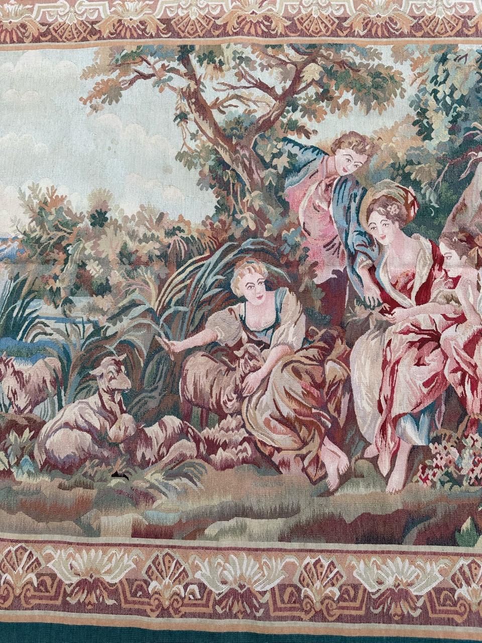 Chinese Bobyrug’s Nice Vintage Aubusson Style Hand Woven Tapestry For Sale