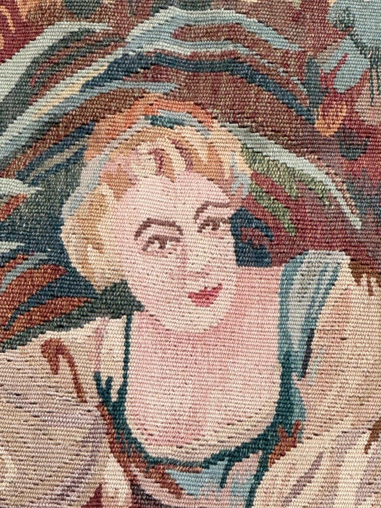 Nice Vintage Aubusson Style Hand Woven Tapestry For Sale at 1stDibs