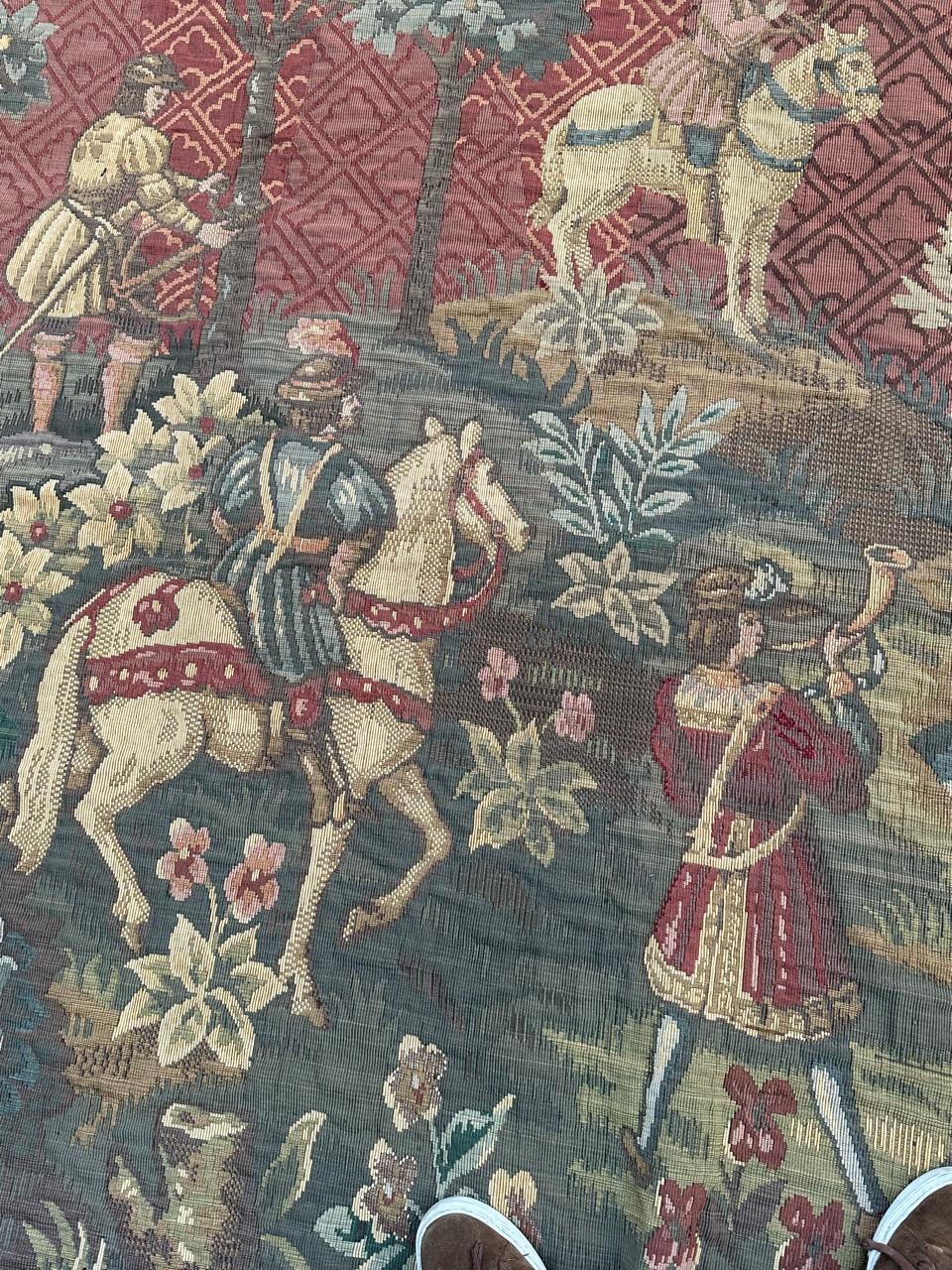 Bobyrug’s Nice Vintage Aubusson Style Jaquar Tapestry For Sale 5