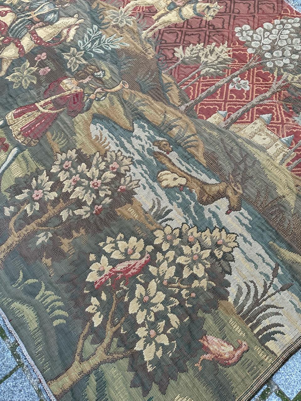 Bobyrug’s Nice Vintage Aubusson Style Jaquar Tapestry For Sale 7