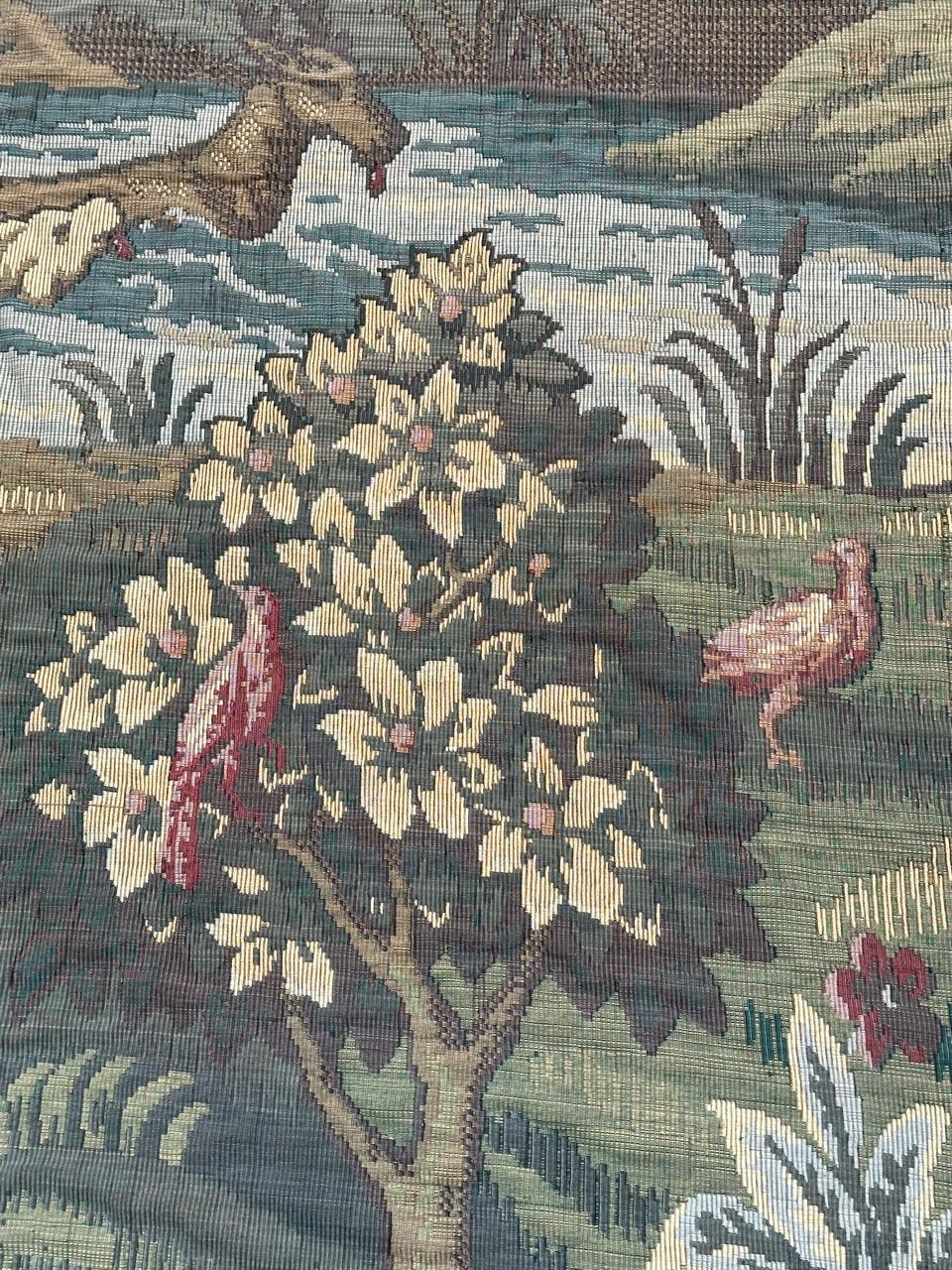 Bobyrug’s Nice Vintage Aubusson Style Jaquar Tapestry For Sale 11