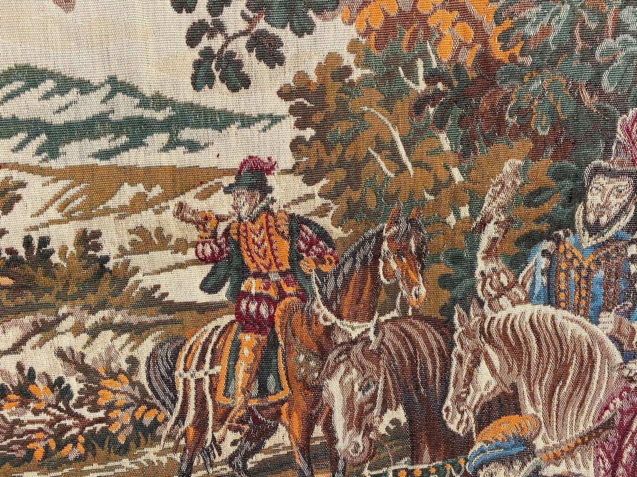 Woven Bobyrug’s Beautiful Hunting French jacquard tapestry in Aubusson style  For Sale