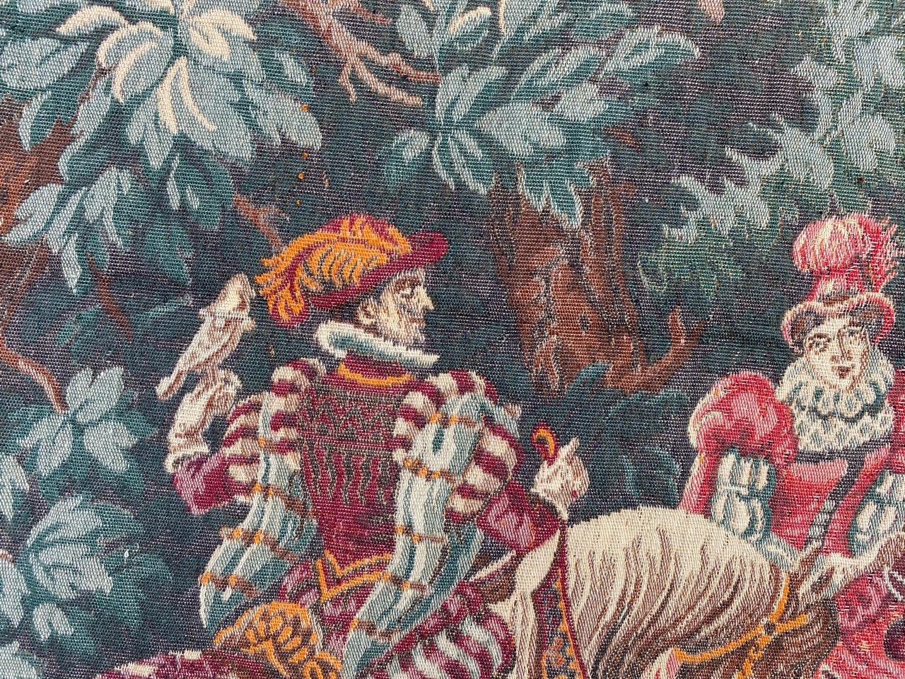 Cotton Bobyrug’s Beautiful Hunting French jacquard tapestry in Aubusson style  For Sale