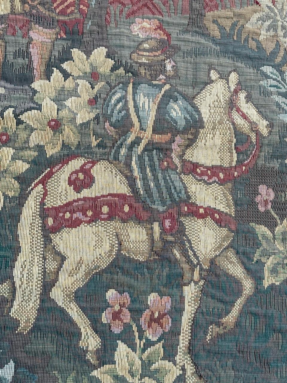 20th Century Bobyrug’s Nice Vintage Aubusson Style Jaquar Tapestry For Sale