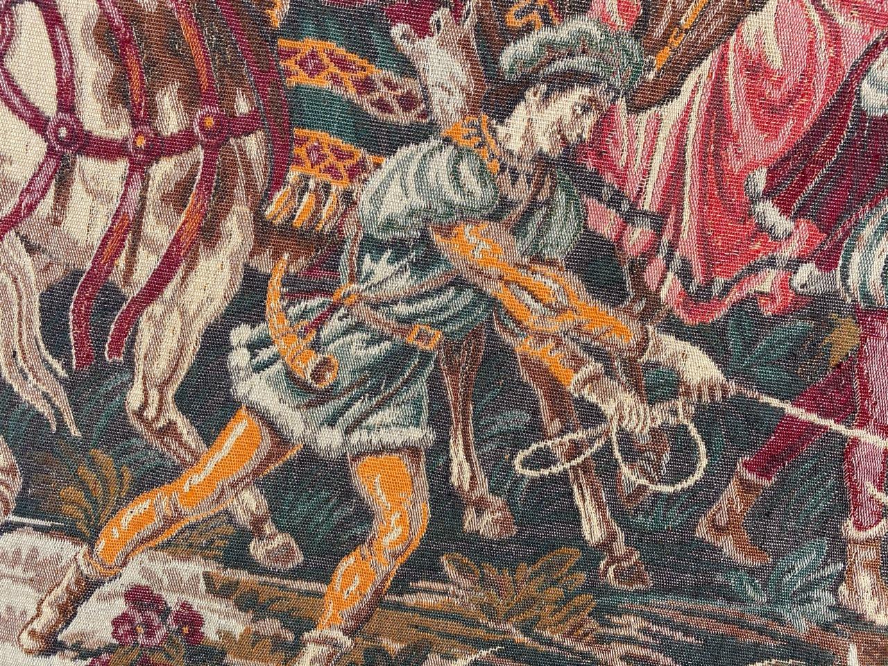 Bobyrug’s Beautiful Hunting French jacquard tapestry in Aubusson style  For Sale 1