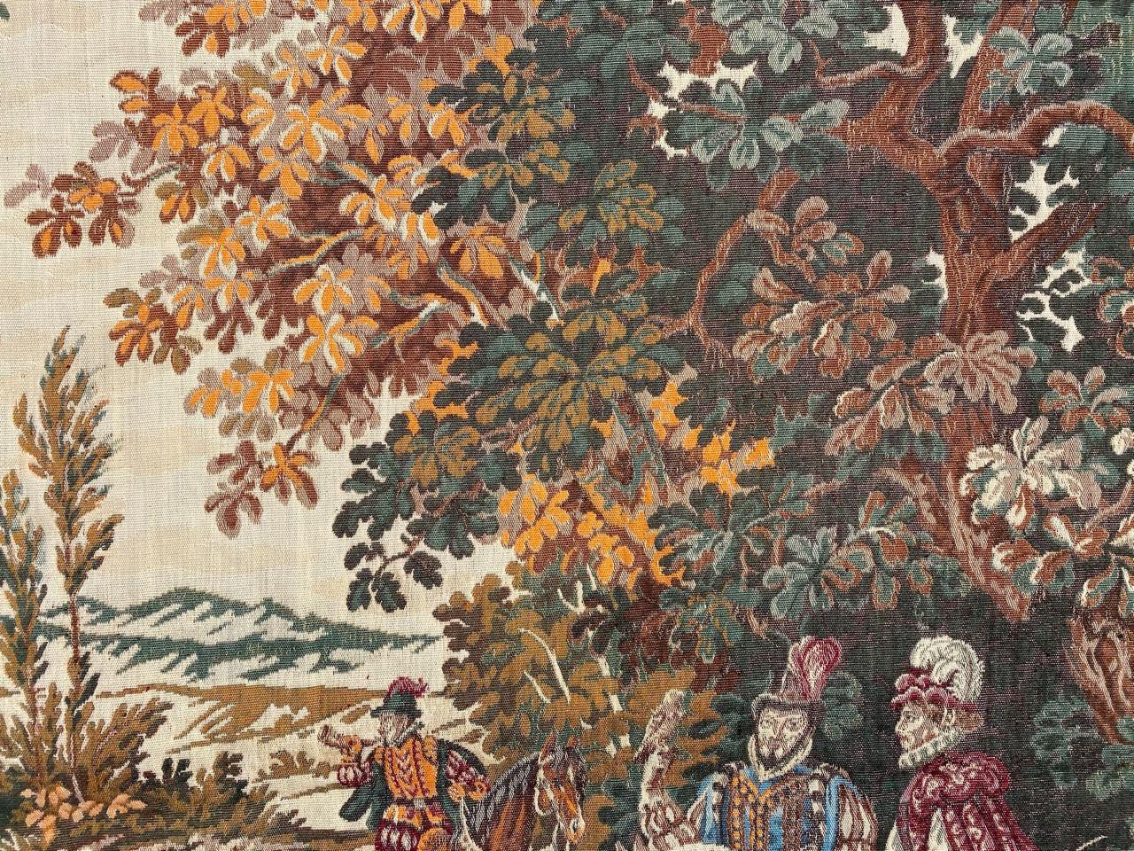 Precioso tapiz jacquard francés de caza de Bobyrug en estilo Aubusson 2