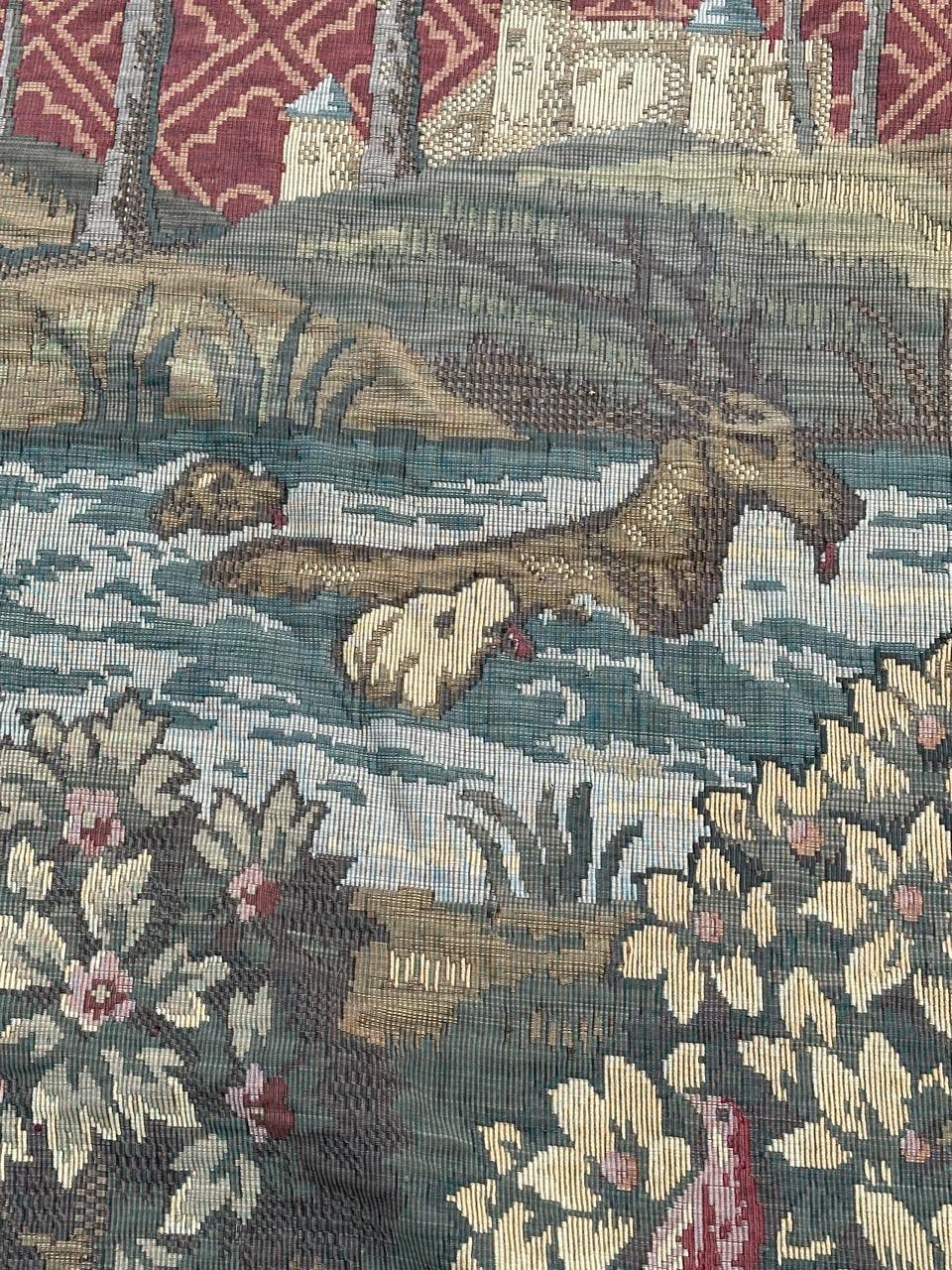 Bobyrug’s Nice Vintage Aubusson Style Jaquar Tapestry For Sale 2