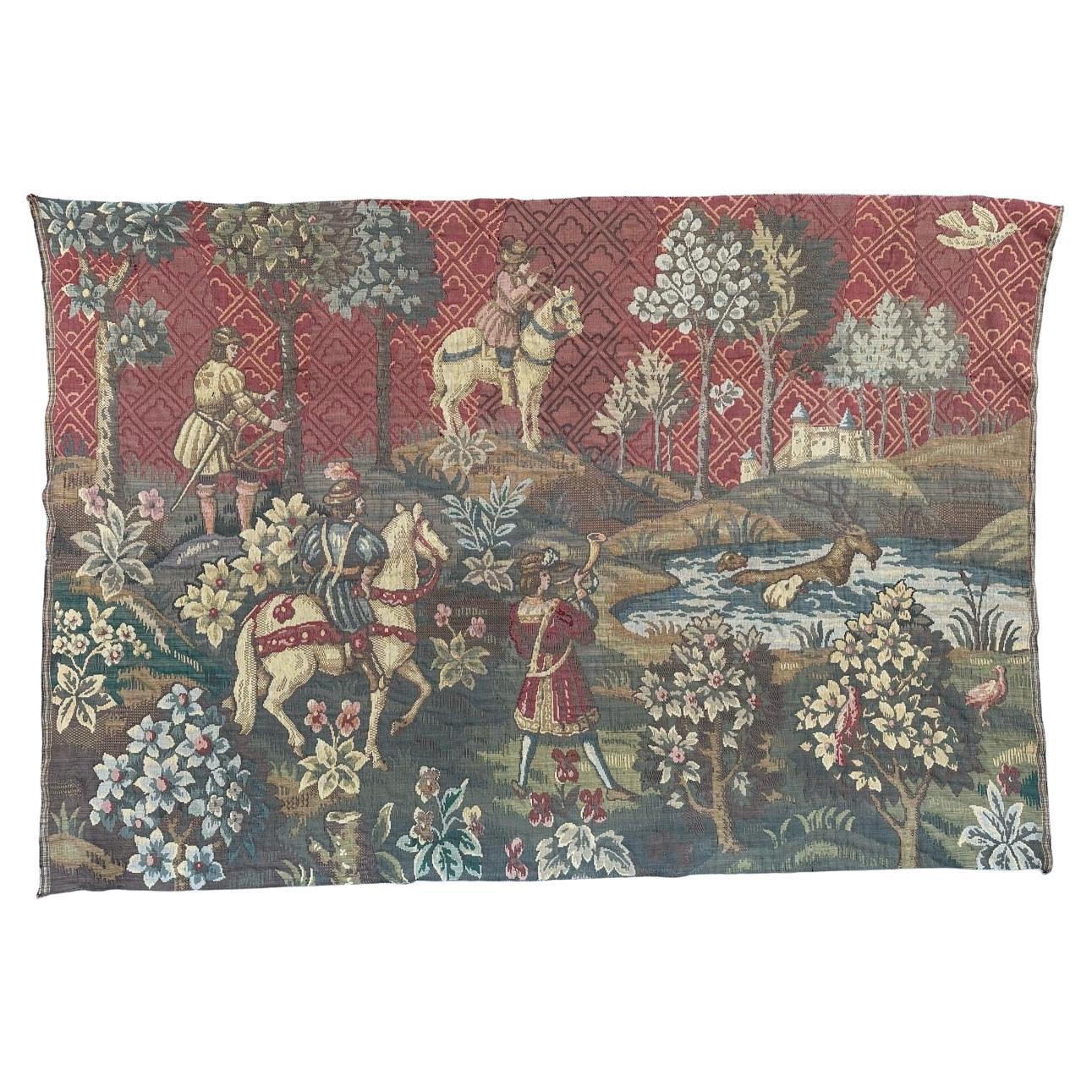 Bobyrug’s Nice Vintage Aubusson Style Jaquar Tapestry