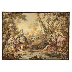 Bobyrug’s Nice Vintage Aubusson Style Jaquar Tapestry