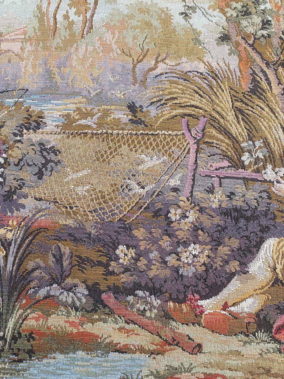 Français Belle tapisserie jaquar vintage de style Aubusson en vente