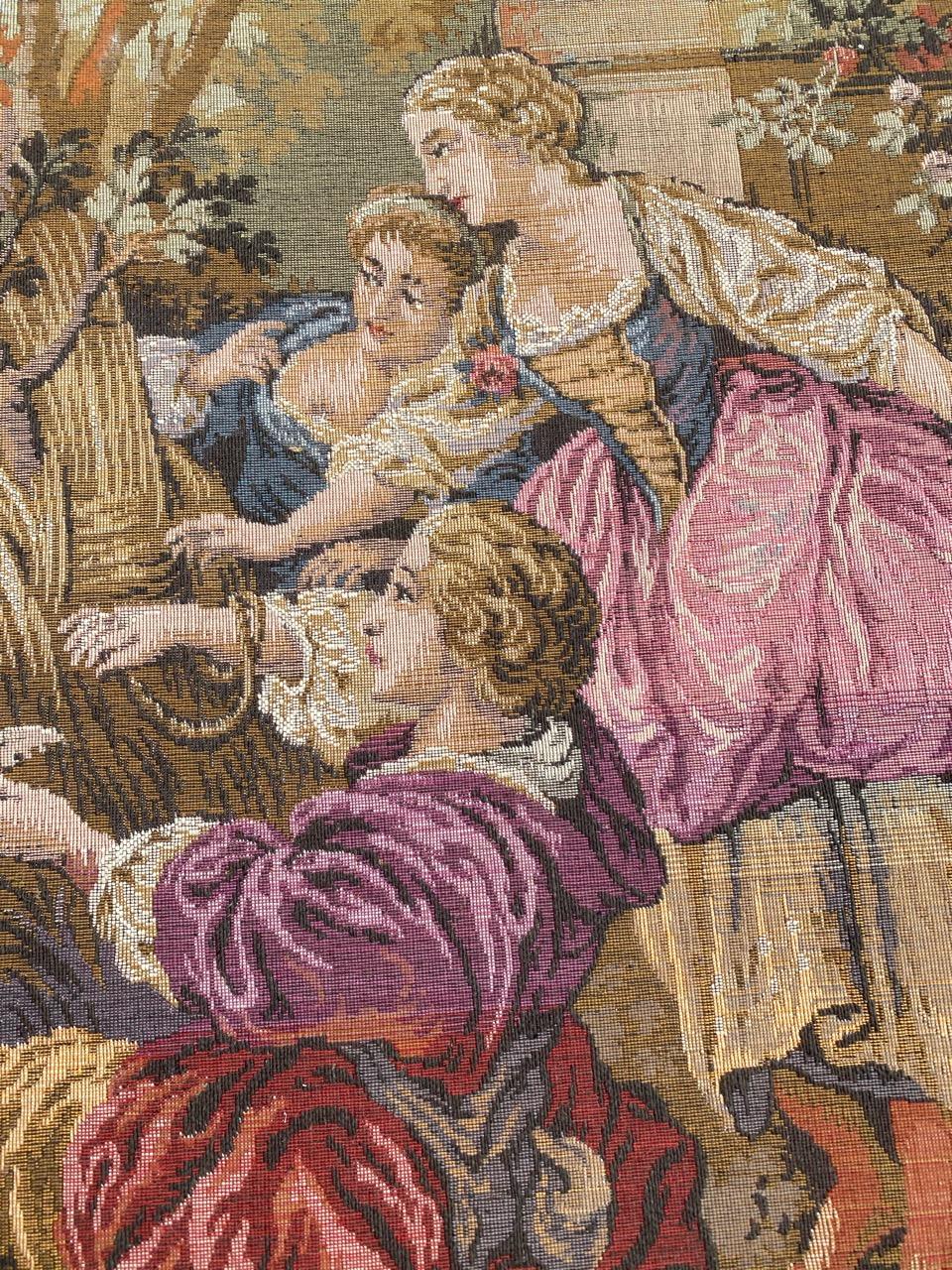 Machine-Made Nice Vintage Aubusson Style Jaquar Tapestry For Sale