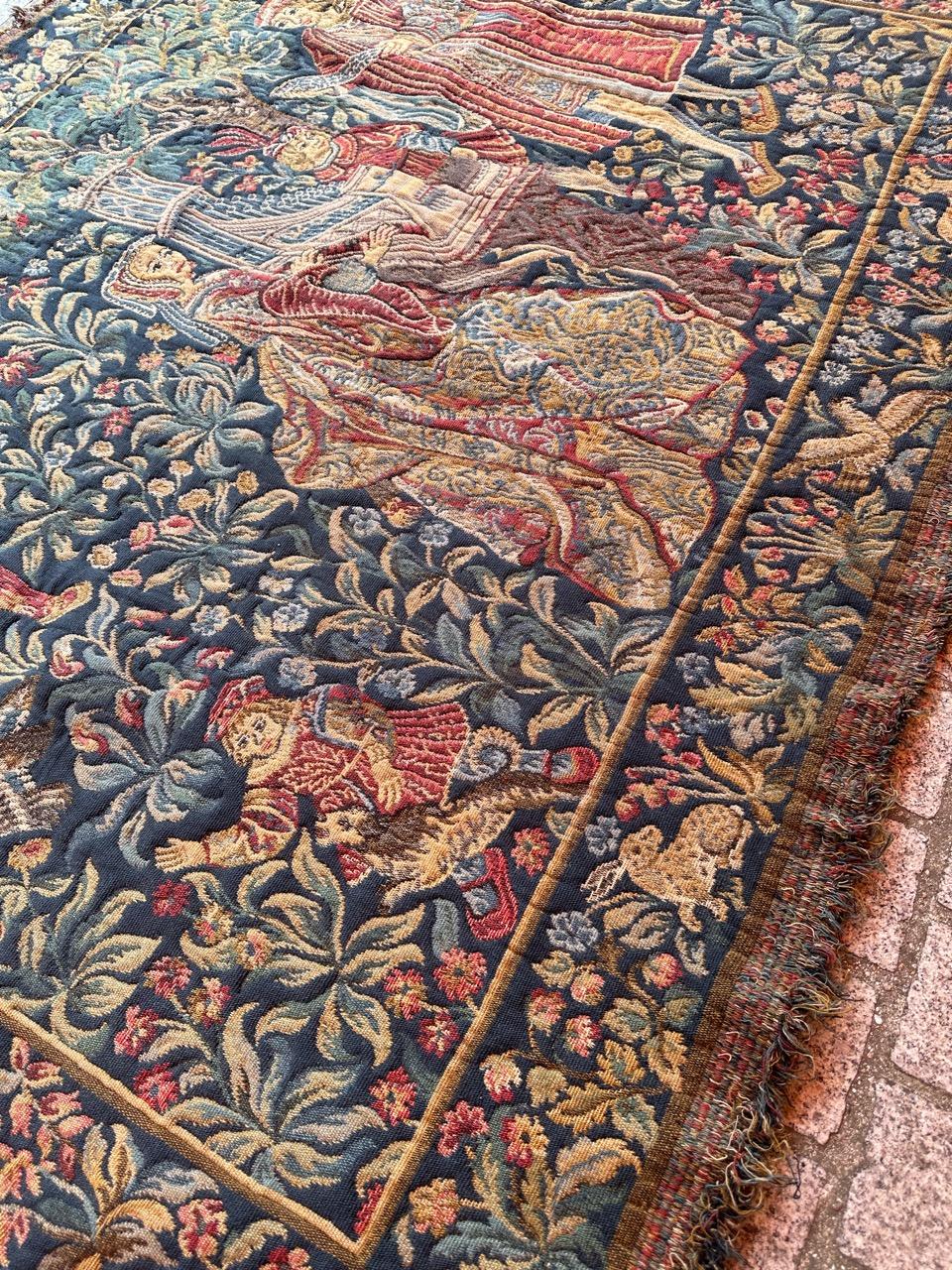 Bobyrug's Nice Vintage Aubusson Style Jaquar Tapestry with Medieval Museum Desig im Angebot 9