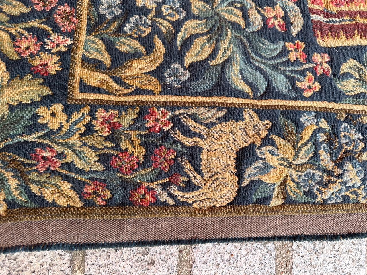 Cotton Bobyrug’s Nice Vintage Aubusson Style Jaquar Tapestry with Medieval Museum Desig For Sale