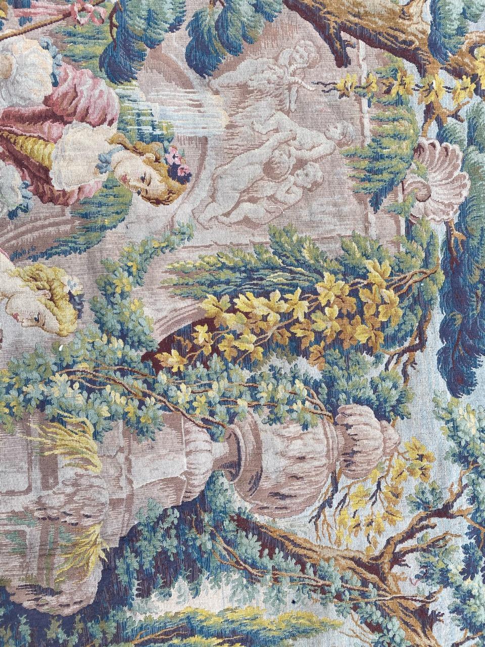 Bobyrug’s Nice Vintage Aubusson Style Tapestry For Sale 3