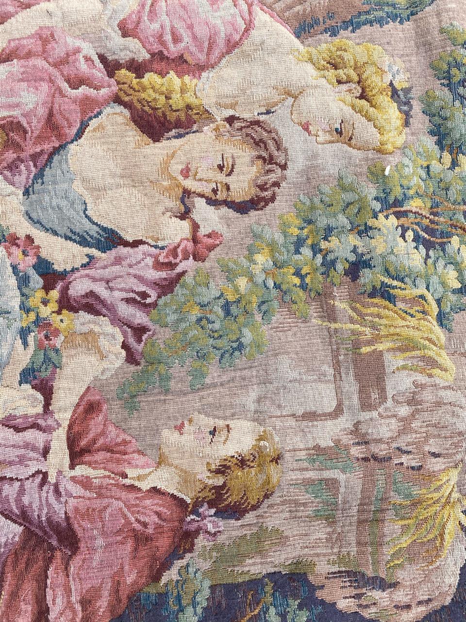 Bobyrug’s Nice Vintage Aubusson Style Tapestry For Sale 5