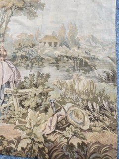 Bobyrug’s Nice Vintage Aubusson Style Tapestry