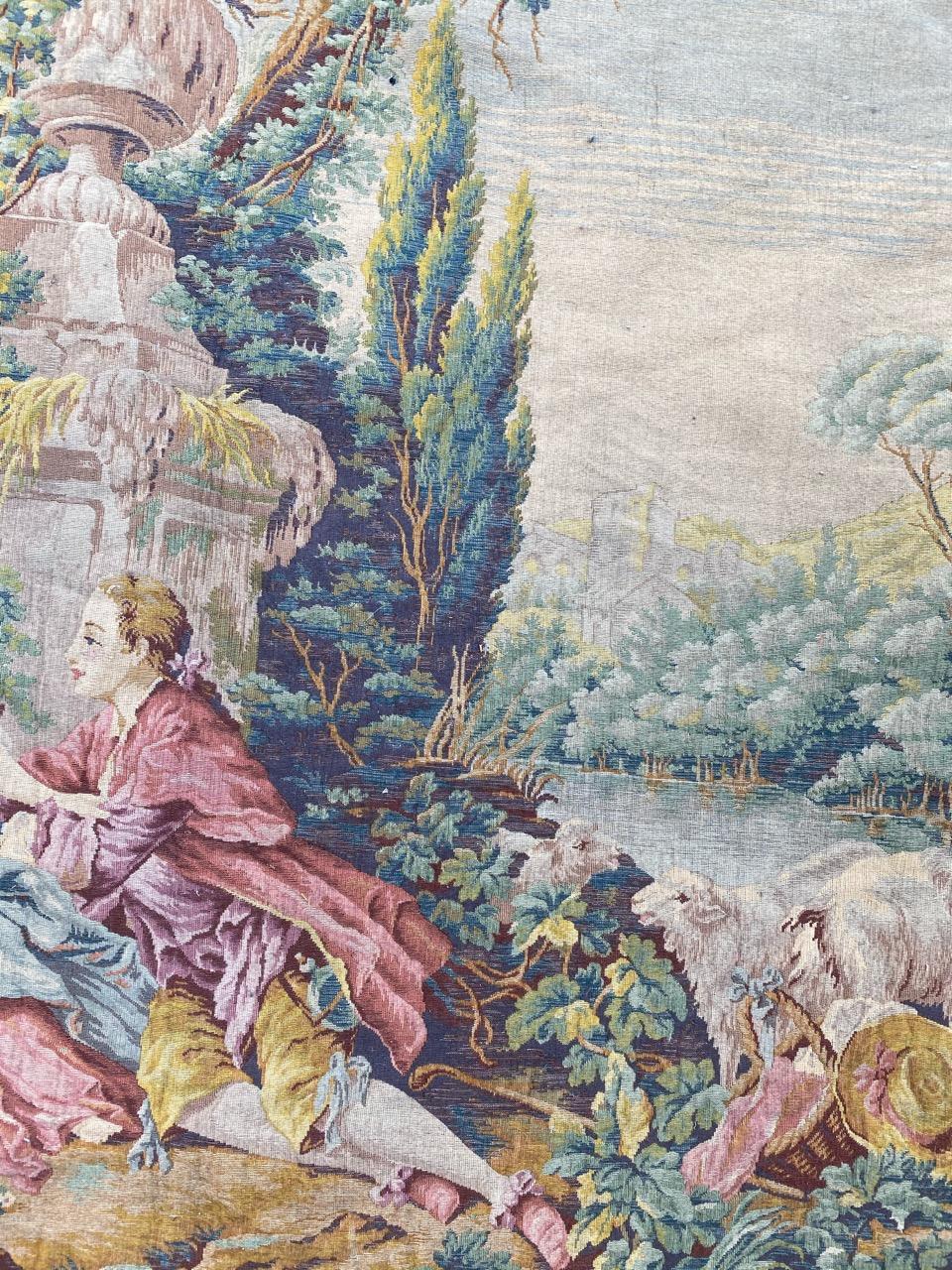 Francese Bell'arazzo vintage in stile Aubusson di Bobyrug in vendita