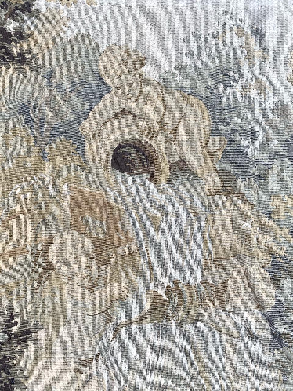 20th Century Bobyrug’s Nice Vintage Aubusson Style Tapestry For Sale