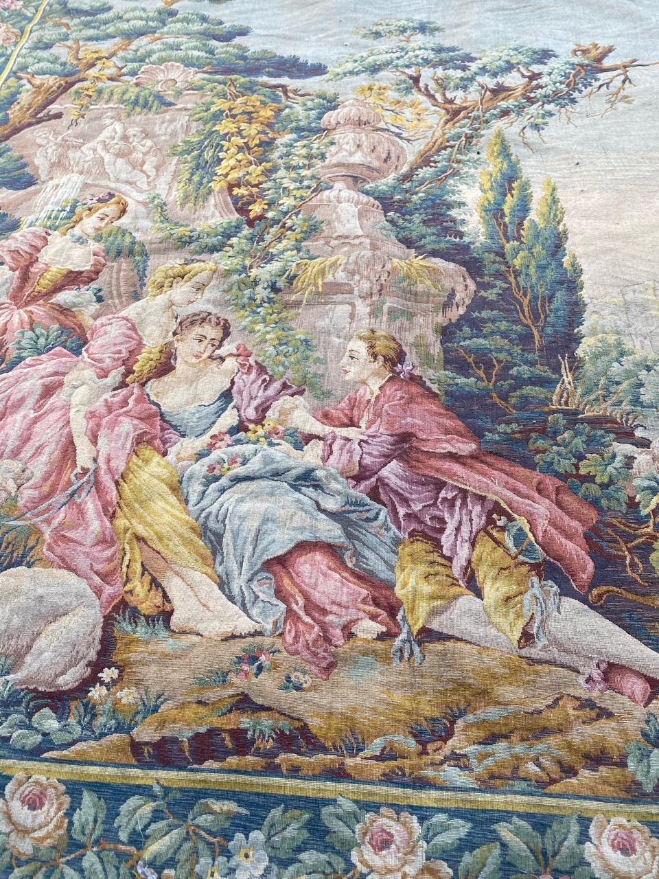 Bobyrug’s Nice Vintage Aubusson Style Tapestry For Sale 1