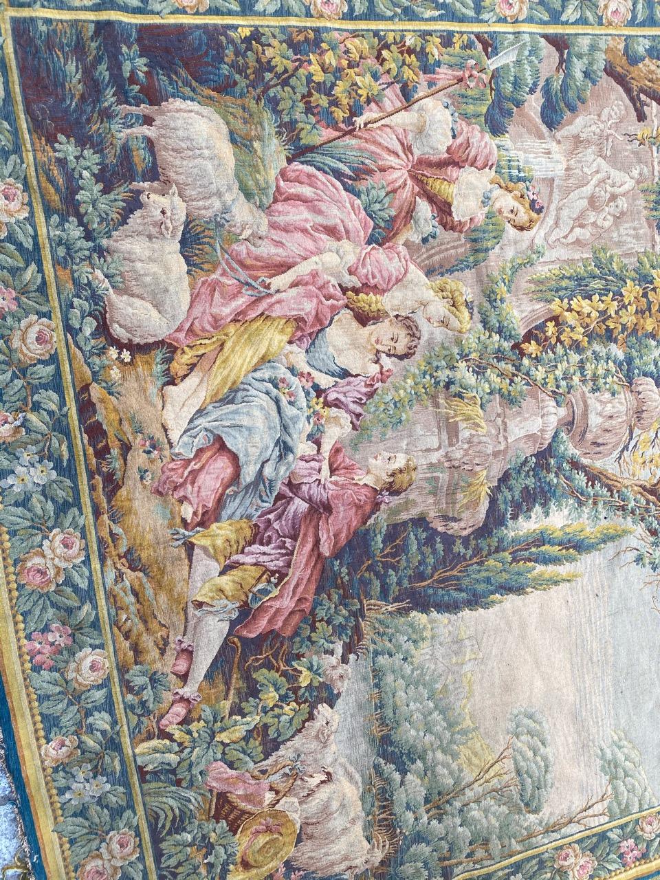 Bobyrug’s Nice Vintage Aubusson Style Tapestry For Sale 2