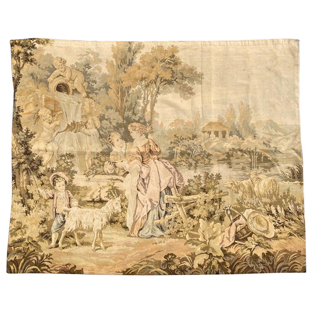 Bobyrug’s Nice Vintage Aubusson Style Tapestry For Sale