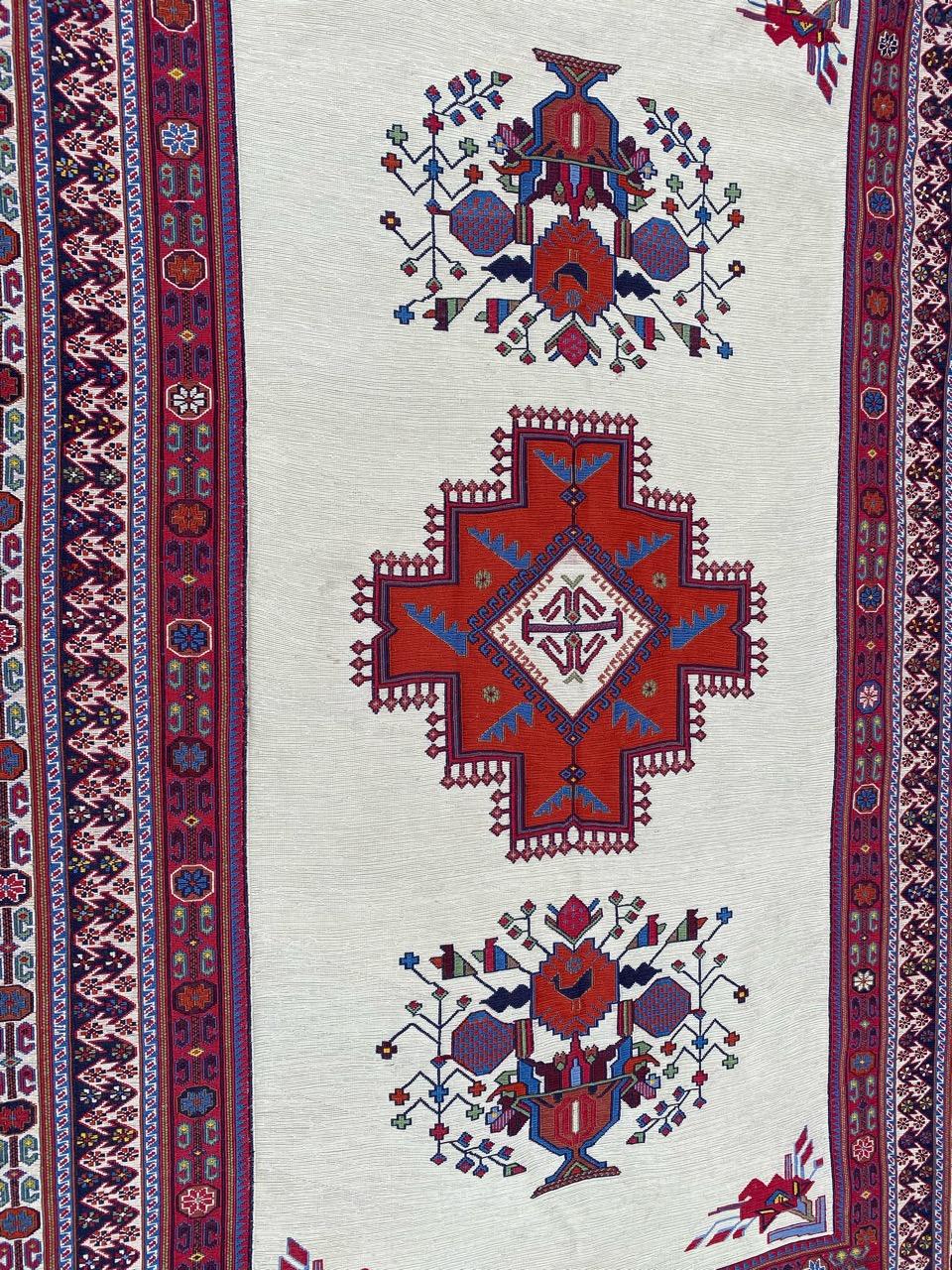 Bobyrug’s Nice Vintage Azerbaïdjan Soumak Kilim For Sale 3