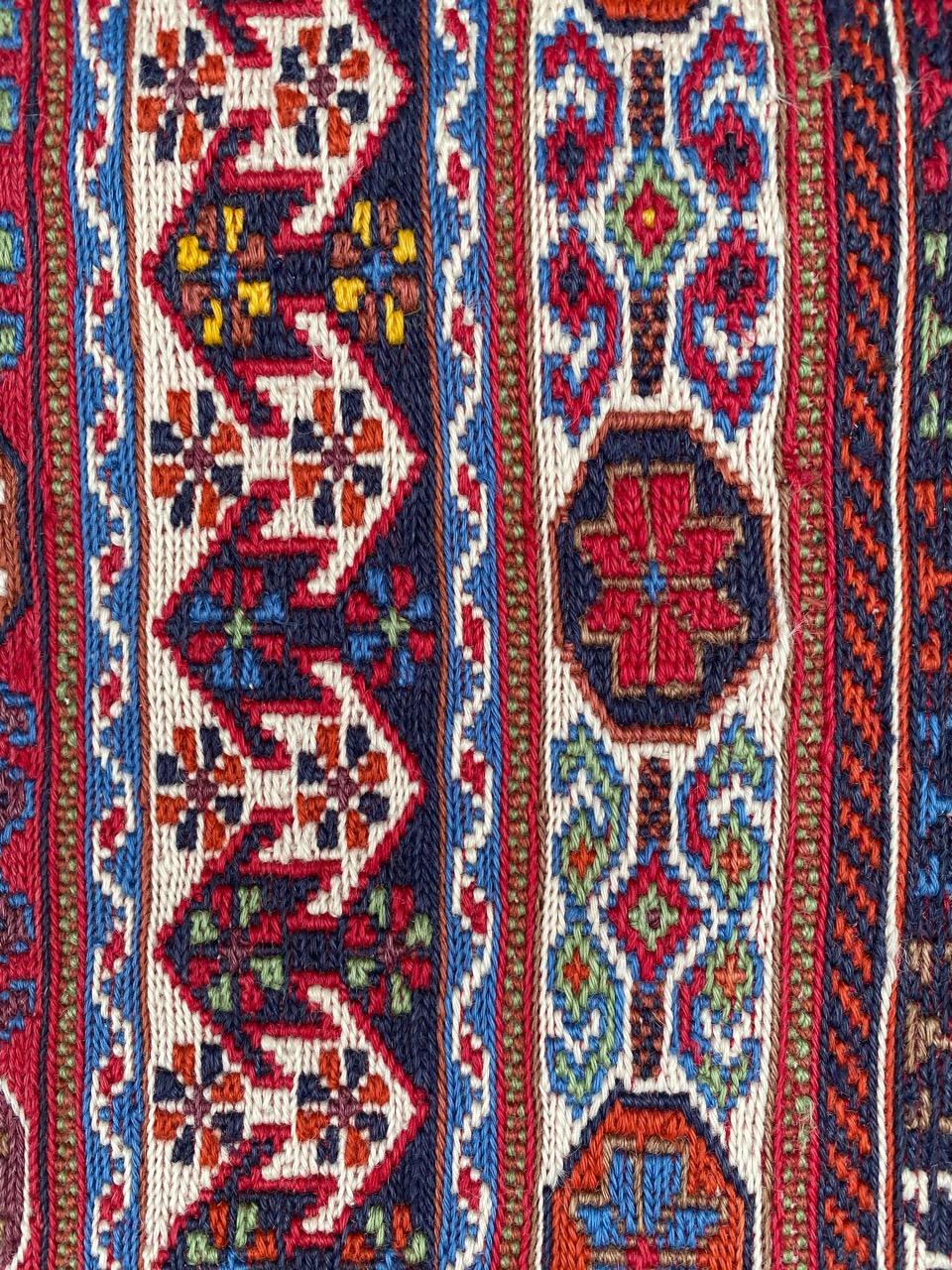 Wool Bobyrug’s Nice Vintage Azerbaïdjan Soumak Kilim For Sale
