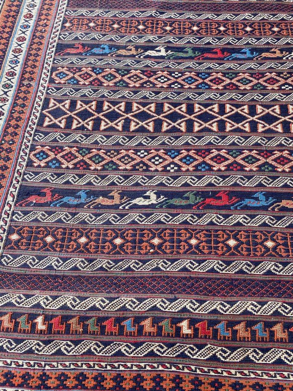 Nice Vintage Azerbaïdjan Soumak Kilim Rug For Sale 3